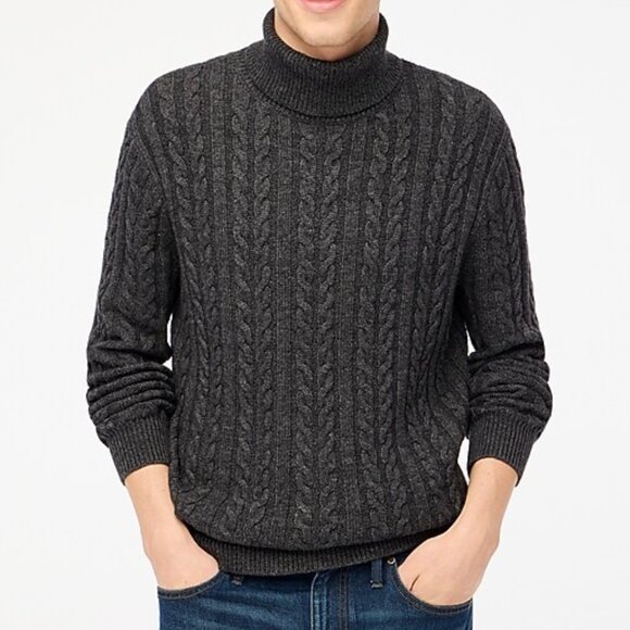 J.CREW SUPERSOFT LAMBSWOOL-BLEND CABLE-KNIT TURTLENECK SWEATER - Picture 2 of 2